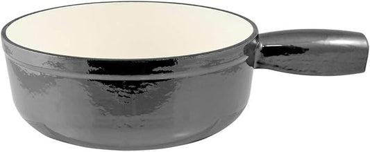 Swissmar Lugano Cast Iron Cheese Fondue Pot Replacement, 2 QT / 2 L – Compatible with Swissmar Lugano Fondue Sets – Ideal for Melting Cheese, Chocolate, & Caramel – Metallic Black