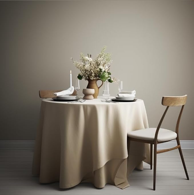 EVERLY 100% Pure Linen Round Tablecloths 60Inches for Dining,Buffet Parties,Picnic,Events,Weddings and Restaurants,Decorative Halloween,Thanksgiving Machine Washable Tablecloths-Natural Linen