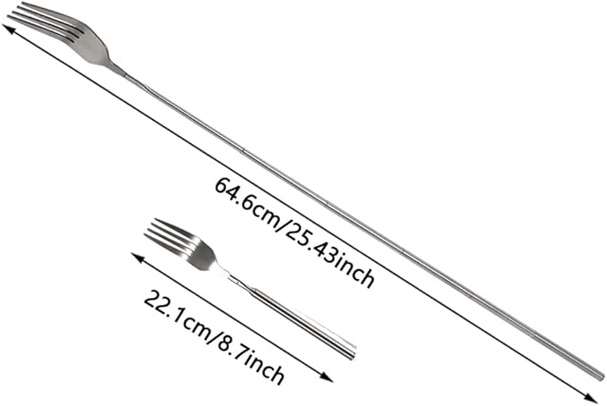 Extendable Fork,8.7 to 25.4 Inch Expandable fork prank,Expandable fork,Telescopic BBQ Fork, Stainless Steel, Extendable Handle,Long Dinner Fruit Dessert Cutlery