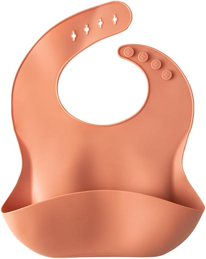 6-Piece Baby Feeding Set, Silicone Baby Mealtime Kit for Food-Grade Strong Suction Baby Plate+Baby Cup+ Bib+Fork+Spoon+Bowl, Toddler Eating Essentials Washable Parenting Gift Idea (Brick red)