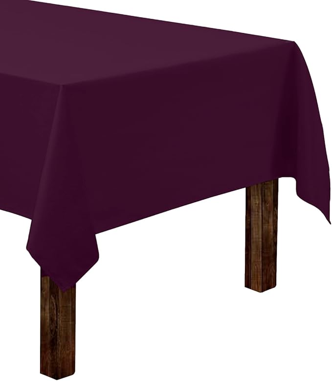 Gee Di Moda Rectangle Tablecloth - 60 x 126 Inch Eggplant Table Cloth for 8 Foot Rectangle Tables - Heavy Duty Washable Fabric - for Holiday Party, Dinner, Weddings, Baby Shower & Events