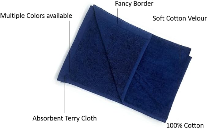 16x26 | 3-Pack | Terry Velour Towels, Bath Towels, Washcloths | Cotton | Face Towels, Bathroom use, Gym and spa Towel | Bathroom Towels (Navy, 3)