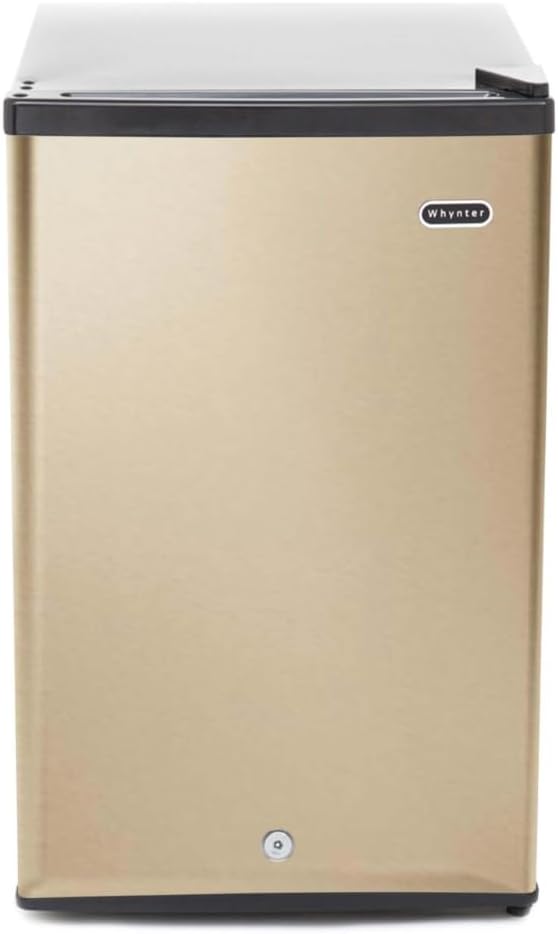 Whynter Upright Freezer with Lock, 2.1 Cu. Ft. Small Freezer Mini Freezer for Bedrooms, Dorms, Garages, Offices, CUF-210SS, Rose Gold