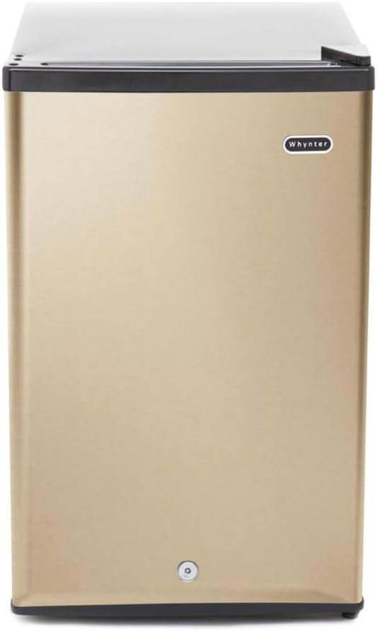 Whynter Upright Freezer with Lock, 2.1 Cu. Ft. Small Freezer Mini Freezer for Bedrooms, Dorms, Garages, Offices, CUF-210SS, Rose Gold