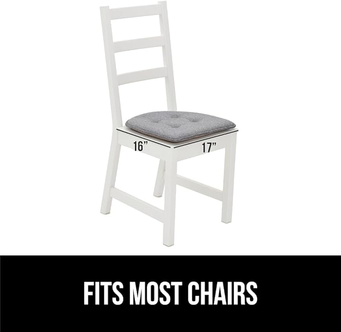 GORILLA GRIP Slip Resistant Tufted Chair Cushions, No Ties Required, Set of 6 Memory Foam Pads for Dining Room Kitchen Table, Office, Rocking Chairs, Plush Seat Cushion Pad, Home Decor, 16x17, Gray