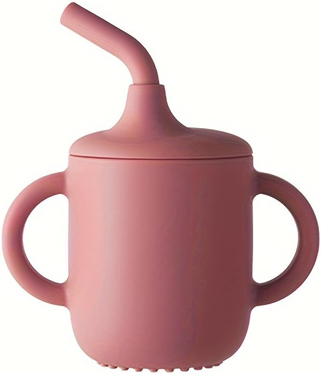 6-Piece Baby Feeding Set, Silicone Baby Mealtime Kit for Food-Grade Strong Suction Baby Plate+Baby Cup+ Bib+Fork+Spoon+Bowl, Toddler Eating Essentials Washable Parenting Gift Idea (Burgundy)