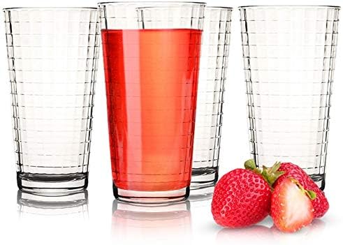 Circleware Pulse Heavy Base Highball Drinking Glasses Tumblers Ice Tea Beverage Cups Glassware