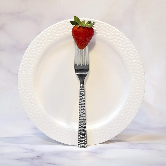 Plastic Cutlery Silverware Extra Heavyweight Disposable Flatware, Full Size Cutlery Combo, Silver Pebbled, 80 Forks, 40 Spoons, 40 Knifes, Value Pack 160 Count