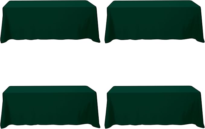 BRILLMAX 4 Pack Hunter Green Tablecloths for 8 Foot Rectangle Tables 90 x 156 Inch - 8ft Rectangular Bulk Linen Polyester Fabric Washable Cloth Cover for Wedding Reception Banquet Birthday Party