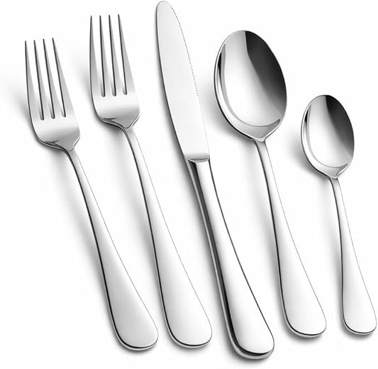 Silverware Set 20-Piece, Stainless Steel Flatware Cutlery Set for 4, Mirror Polished, Dishwasher Safe, Tableware Set for Home, Kitchen, Wedding, Party