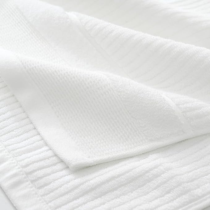 sense gnosis White Hand Towel Set of 2 Ribbed Striped Pattern Soft Thick 100% Cotton Quick Dry Absorbent Decorative Hand Towels for Bathroom 13 x 29 Inch