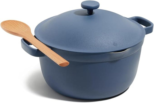 Our Place Perfect Pot - 5.5 Qt. Nonstick Ceramic Sauce Pan with Lid | Versatile Cookware for Stovetop and Oven | Steam, Bake, Braise, Roast | PTFE and PFOA-Free | Toxin-Free, Easy to Clean | Blue Salt