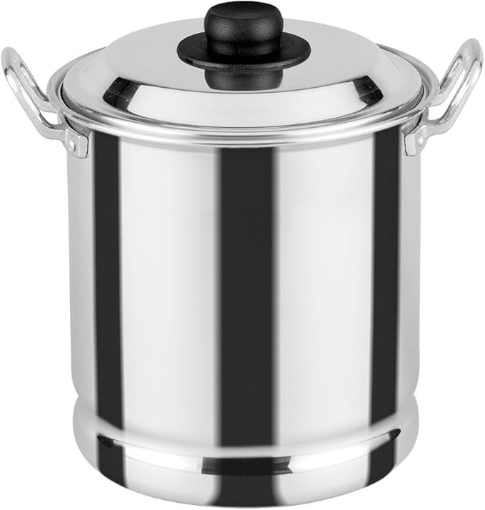 Vasconia 6-Quart Steamer Pot with Tray and Aluminum Lid - Aluminum Big Steamer for Tamales, Durable Stockpot with Heavy Duty Handles - for Boiling, Frying & Cooking Seafood Pasta Vegetables