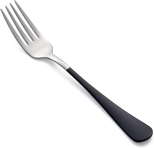 Black Dinner Fork, 18/0 Black handle Stainless Steel Satin Finish 8.1-inch Silverware Flatware Fork Set, Set of 24, Dishwasher Safe