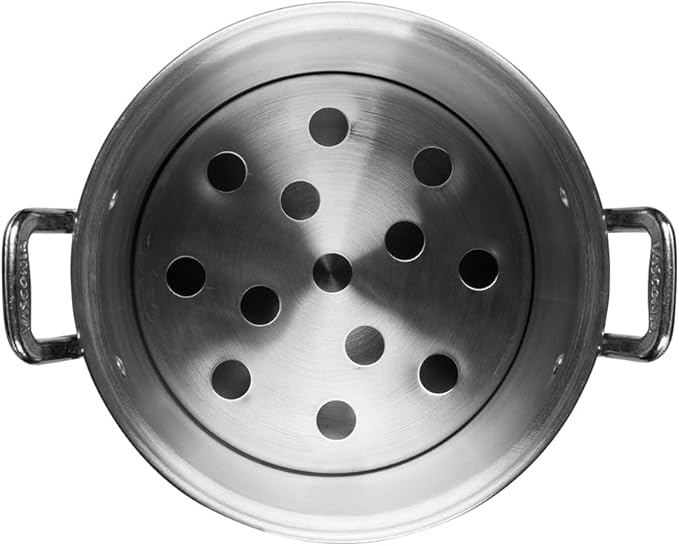Vasconia 6-Quart Steamer Pot with Tray and Aluminum Lid - Aluminum Big Steamer for Tamales, Durable Stockpot with Heavy Duty Handles - for Boiling, Frying & Cooking Seafood Pasta Vegetables