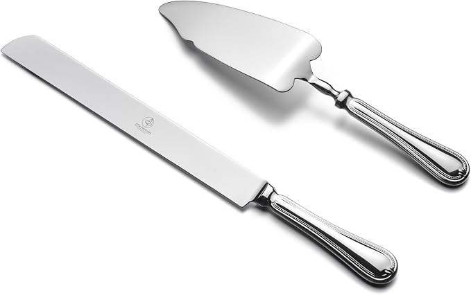 2 Piece Wedding Cake Server Set,18/10 Stainless Steel Dessert Set Pie Server Cake Cutter Knife for Birthday,Anniversary,Holiday,Baby Shower,Party
