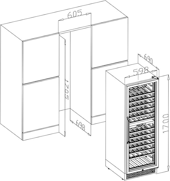 AAOBOSI 24 Inch 154 Bottles Wine Cooler，40-65°F Dual Zone Cooler, 14 Adjustable Shelves，Visualized Temperature Regulation,Uniform Cold Air Circulation