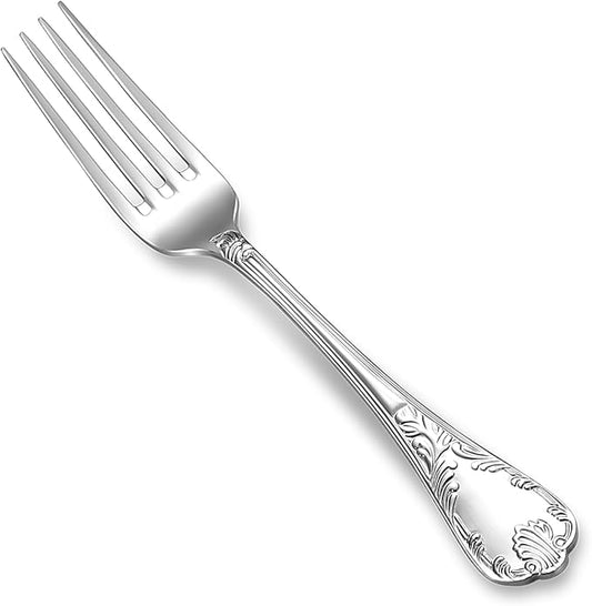 KEAWELL Premium Regalia Set of 4 Forks 7.4-Inch – Ornate 18/10 Stainless Steel Silverware with European Vintage Embossed Handles, Dishwasher Safe for Elegant and Formal Entertaining (4, Salad Forks)