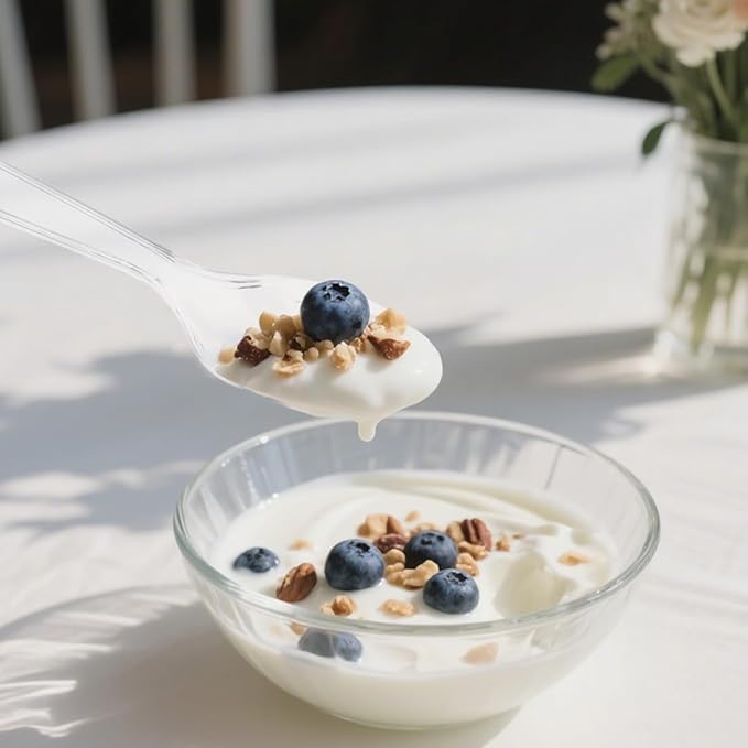 200 Count Clear Plastic Spoons, Heavy Weight Disposable Spoons Cutlery Plastic Utensils, Clear PlasticSilverware Bulk