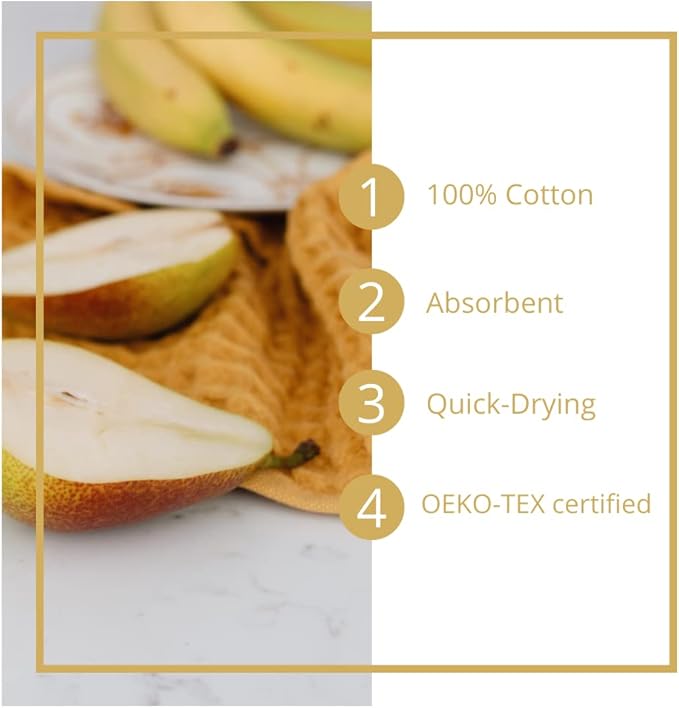 sea me at home Waffle Washcloths Set, 100% Turkish Cotton (Mustard)