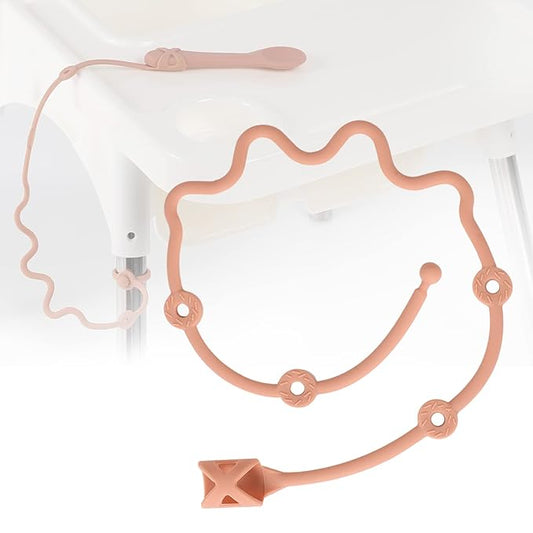 Baby Spoons Self Feeding 6 Month,SMAutoLife Toddler Utensils Holder Strap Food Grade Silicone Keep Fork and Spoon Off The Floor Great for Kids,Hook On High Chair(Orange)