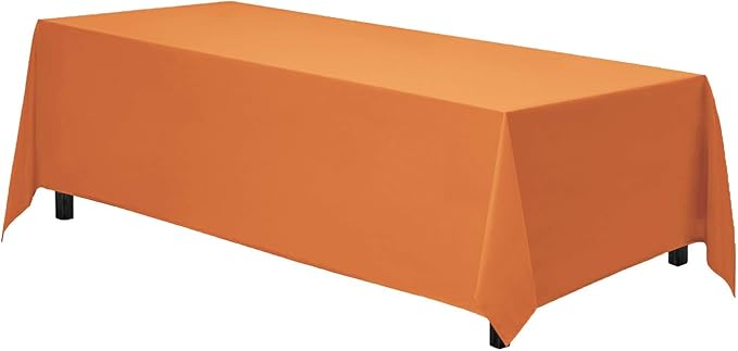 Gee Di Moda Rectangle Tablecloth - 70 x 120 Inch Orange Table Cloth for 6 or 8 Foot Rectangle Tables - Heavy Duty Washable Fabric - for Holiday Party, Dinner, Weddings, Baby Shower & Events