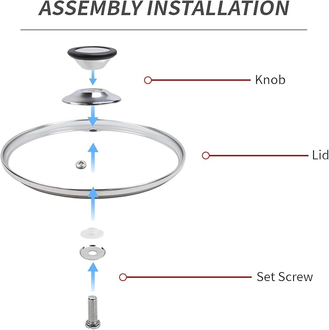 8" Tempered Glass Pan Lid with Steam Vent, Thickened to 4mm and Dishwasher Safe and Oven up to 480℉, Universal Lid Fit for Cast Iron Skillets, Frying Saute Pan, Cooking Pot