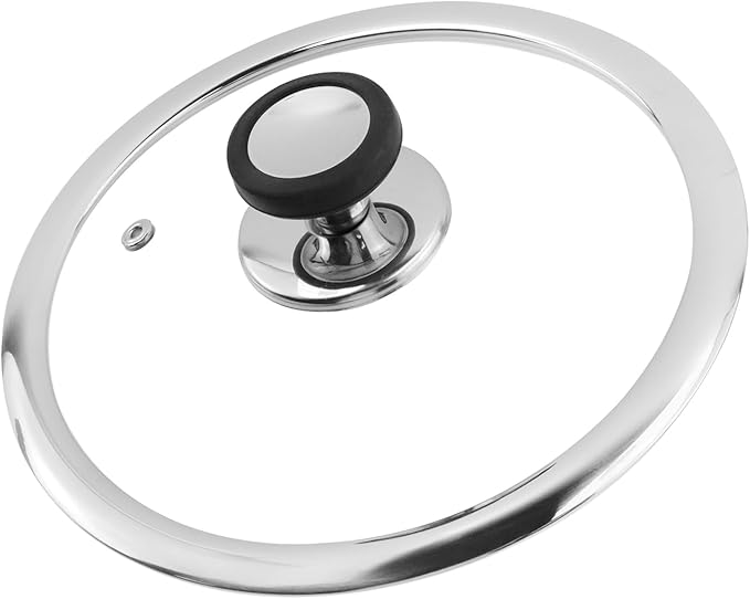 Woogim 8 Inch Universal Round Lid for Pots Tempered Glass Pan Lid,Silicone Handle Included,Dishwasher Safe,Oven Compatible up to 480℉,Universal Fit for Cast Iron Skillets & Stainless Steel Pots