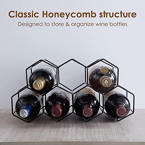 Fomanish 7 Bottle Holder - Freestanding Wine Rack, Modern Metal Tabletop Holder for Kitchen & Wine Cellar