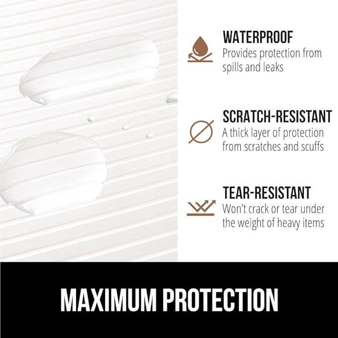 GORILLA GRIP DuraGuard Shelf Liner, Non-Adhesive Cabinet Liners for Kitchen Drawers, Shelves, Refrigerator, Pantry Storage, Bathroom Closet, Durable Waterproof BPA Free Ribbed Plastic, 12x10 Clear