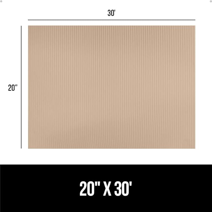 GORILLA GRIP DuraGuard Shelf Liner, 20x30 Non-Adhesive Cabinet Liners for Kitchen Drawers, Shelves, Refrigerator, Pantry Storage, Bathroom Closet, Durable Waterproof BPA Free Ribbed Plastic, Beige