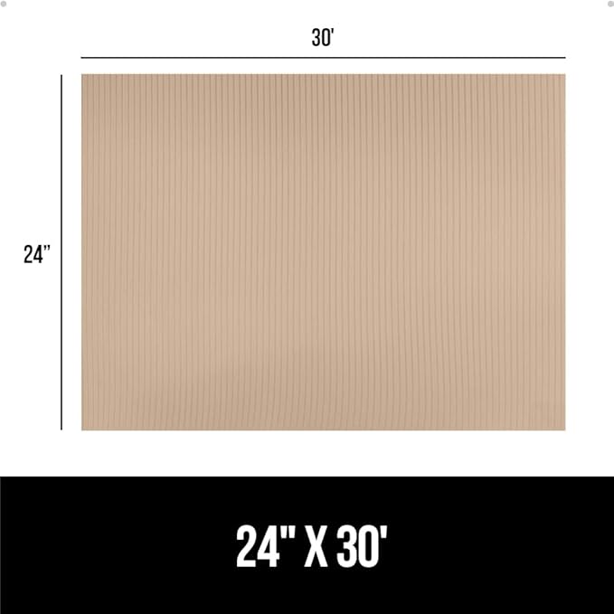 GORILLA GRIP DuraGuard Shelf Liner, 24x30 Non-Adhesive Cabinet Liners for Kitchen Drawers, Shelves, Refrigerator, Pantry Storage, Bathroom Closet, Durable Waterproof BPA Free Ribbed Plastic, Beige