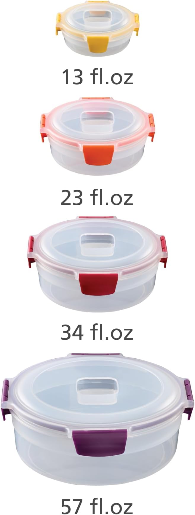 Joseph Joseph Nest Lock 8-piece Plastic BPA Free Round Food Storage Container Set with Lockable Airtight Leakproof Lids - Multicolor