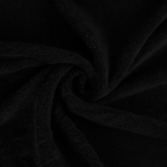 CASA COPENHAGEN, Solitaire, 600 GSM, 27x55 Inches Large Bath Towels, Set of 4 Towels, Super Soft and Absorbent, Egyptian Cotton Towels for Bathroom & Shower - Jet Black