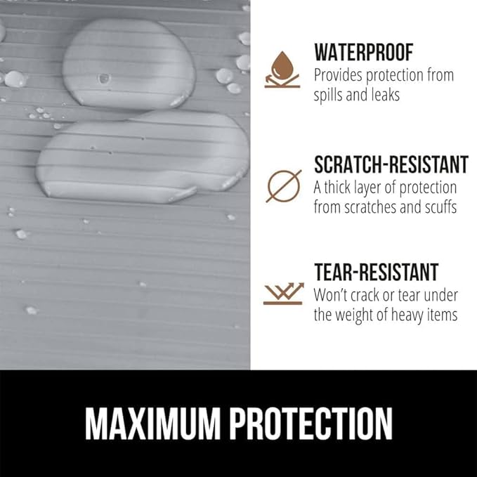 GORILLA GRIP DuraGuard Shelf Liner, 24x30 Non-Adhesive Cabinet Liners for Kitchen Drawers, Shelves, Refrigerator, Pantry Storage, Bathroom Closet, Durable Waterproof BPA Free Ribbed Plastic, Lt Gray