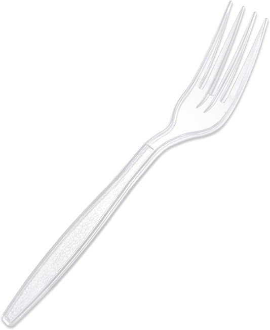 Ciaell 500PCS Clear Plastic Forks - Heavy Duty Plastic Forks - 7inch Heavyweight Disposable Fork - Disposable Clear Fork - Plastic Cutlery for Parties Weddings Restaurant