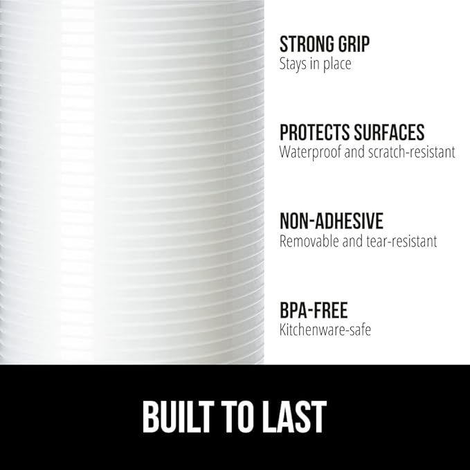 GORILLA GRIP DuraGuard Shelf Liner, 20x20 Non-Adhesive Cabinet Liners for Kitchen Drawers, Shelves, Refrigerator, Pantry Storage, Bathroom Closet, Durable Waterproof BPA Free Ribbed Plastic, Clear