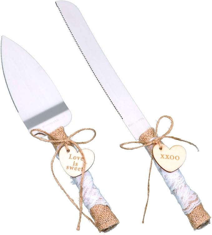 Rustic Love Sign Wedding Cake Knife and Server Set,Pizza Pie Cake Knife Serveing,Rustic Wedding Cake Knife Set for Partys Weddings Birthdays Anniversaries (love and XO)