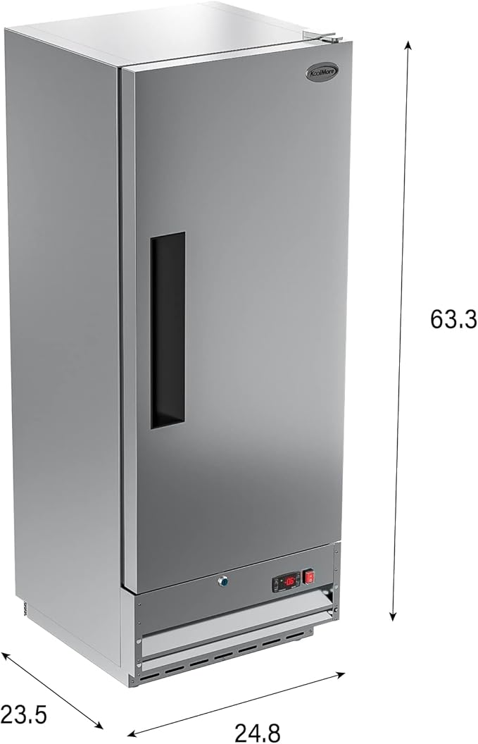 KoolMore Commercial One Door Reach-in Freezer for Restaurant, Cafe, and Cold Food Storage, Stainless Steel Finish, Large 12 Cu. Ft. Capacity, Heavy Duty Kitchen Use (RIF-1D-SS12C)