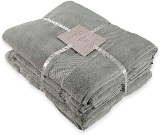 Maisonette Elegance 100% Organic Cotton Turkish Bathroom Towels Set, Ideal Quick Dry Luxury Washcloths, Hand & Large Bath Towels for Shower, (6 Pack), Green (Eucalyptus)