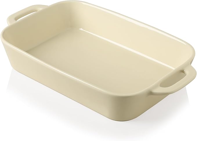 Sweejar Ceramic Bakeware Set, 9x13 Rectangular Baking Dish for Cooking, Kitchen, Cake Dinner, Banquet and Daily Use, Casserole Dishes for Oven Porcelain Baking Pans（Beige)