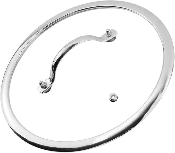 Woogim 9.5 Inch Tempered Glass Lid with Stainless Steel Handle,Thickened to 4mm and Dishwasher Safe and Oven Up to 480℉,Wide Edge Cover for Cast Iron Skillets Casseroles Pan Pot