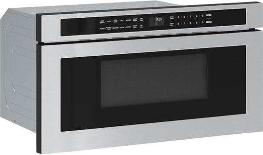 Zephyr 30 inch Built In Drawer Microwave Oven Under Cabinet - Integrated, Wall Mount, Under Counter Pull Out Microwave Drawer 1.2 cu ft, Preset Cooking Options, Easy Clean Coating, 1000W