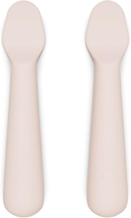 Lalo Little Spoon Set - 2 Piece Baby Spoons Set for Infants & Babies - Made From Food Grade Silicone Dishwasher Safe - Baby Feeding Essentials for Early Stage Mealtime - Grapefruit