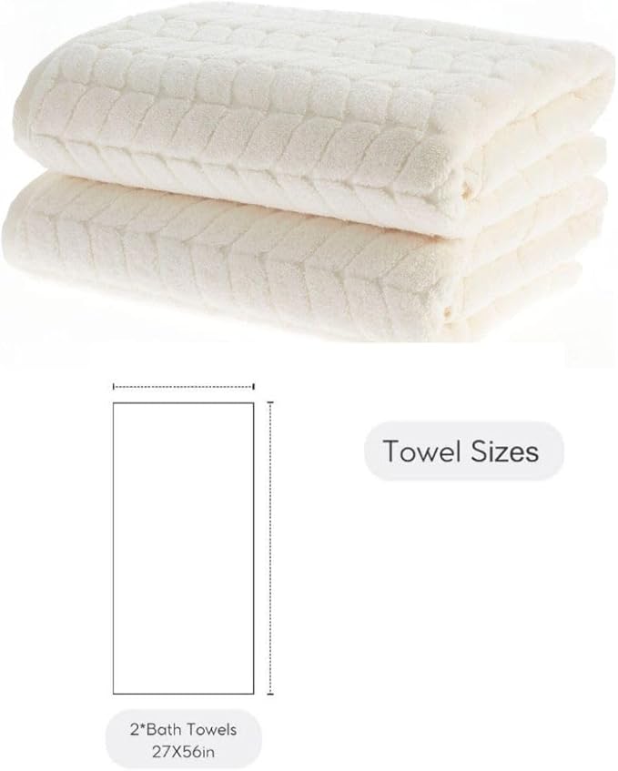 BAGNO MILANO Turkish Cotton Ultra-Soft Plush Absorbent Quick Dry Bathroom Towel Set, Made in Turkey (White, 2 pcs Bath Towel Set)