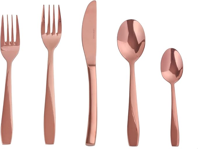 Rosegold 40 Piece Silverware Set,Stainless Steel Flatware Set for 8,18/0 Rust-Proof Cutlery Set with Forks & Spoons,Mirror Polished Dishwasher Safe - Heavy Duty Tableware for Home & Dining
