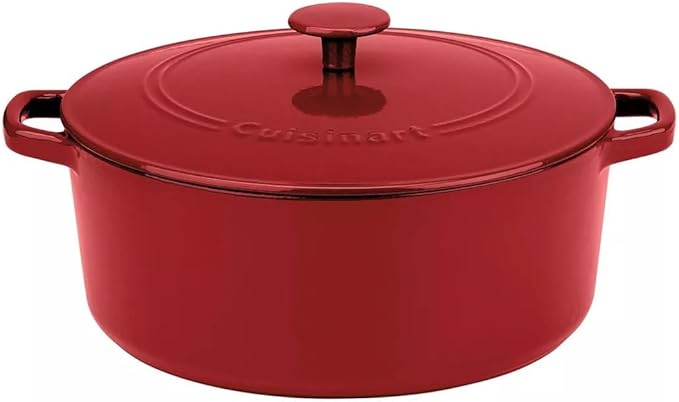 Cuisinart Chef's Classic Enameled Cast Iron Round Covered Casserole (Venice Red, 7- Quart)