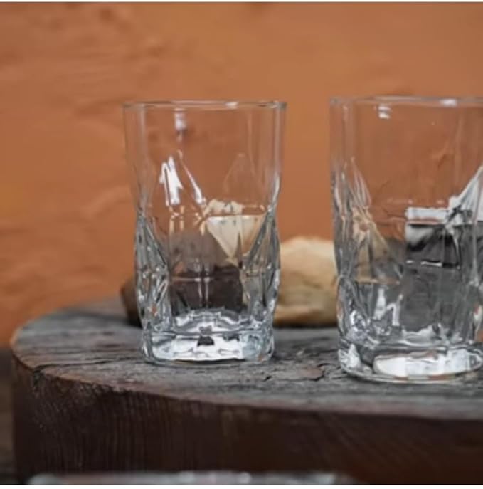 BOHEM'S Small Juice Glasses, Mini Clear Glass Cups Tumblers, Drinking Glassware for Orange Juice, Water, Milk, Coffee, Perfect for Tasting and Small Portions, Set of 6, (3.6 oz)