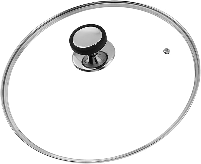 Woogim 12.5 Inch Tempered Glass Lid with 4mm Thickness Non-Slip Silicone Handle,Dishwasher Safe and Oven Up to 480℉,Well-sealed Pot Lids Universal Fit for Saucepans and Skillets