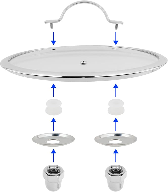 Woogim 11 Inch Tempered Glass Lid with Stainless Steel Handle,Wide Edge Design for Secure Seal,Dishwasher Safe,Oven up to 480℉,Universal Fit for Cast Iron Skillets & Stainless Steel Pots